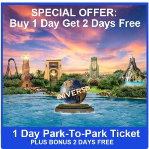 Universal Orlando 2PARK Park-To-Park Buy 1 Day Get 2 Free